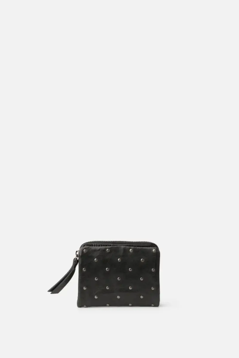Portefeuille en cuir BIBA Katy – petit format noir à studs