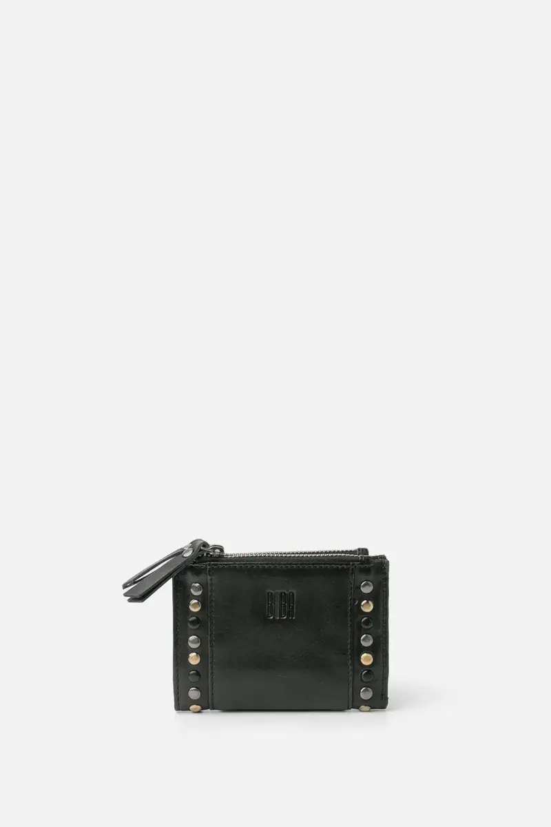 Portefeuille Heritage HAK6L – cuir noir, rivets et protection RFID