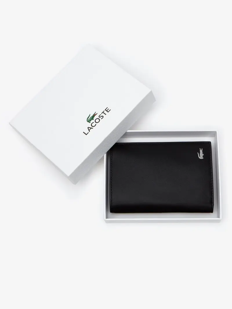 Portefeuille vertical Lacoste noir en cuir