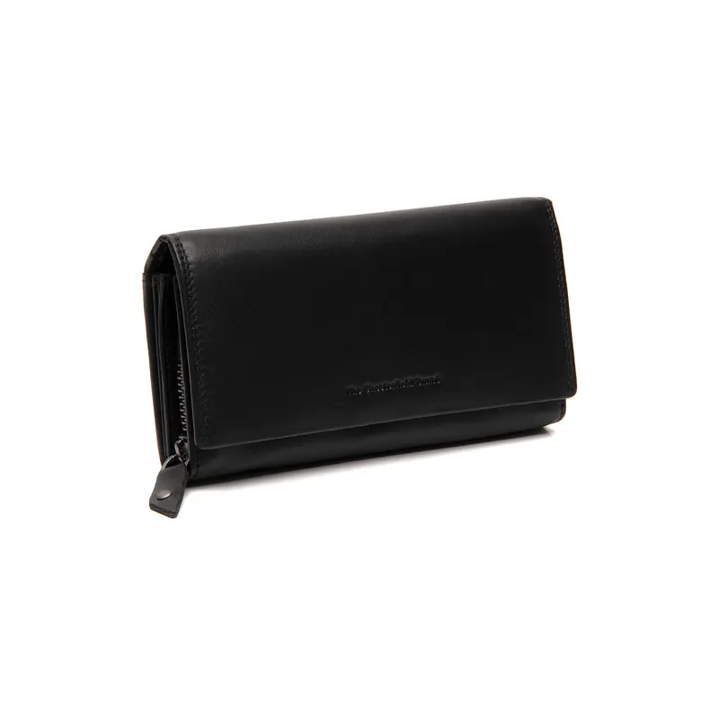 Portefeuille zippé en cuir Chesterfield-Arvento Noir