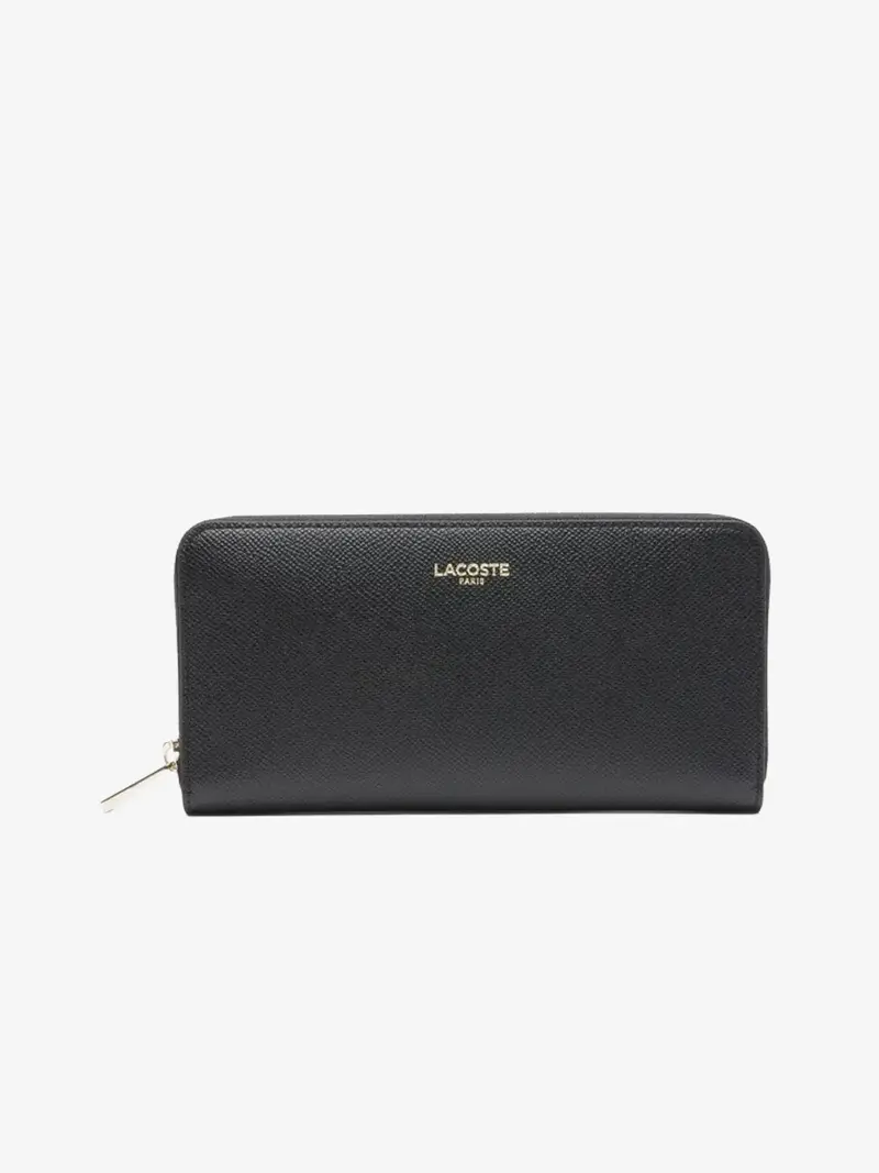 Portefeuille zippé Lacoste noir en cuir