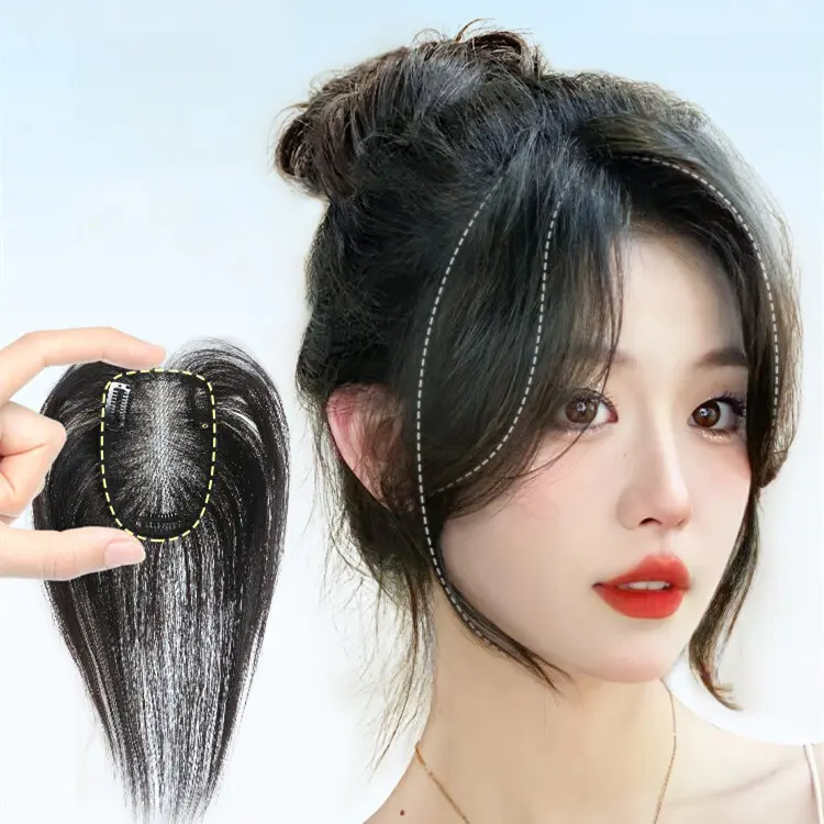 Postiche Frange Femme Cheveux Véritables – Style Coréen & Français 20 Styles Noir/Brun