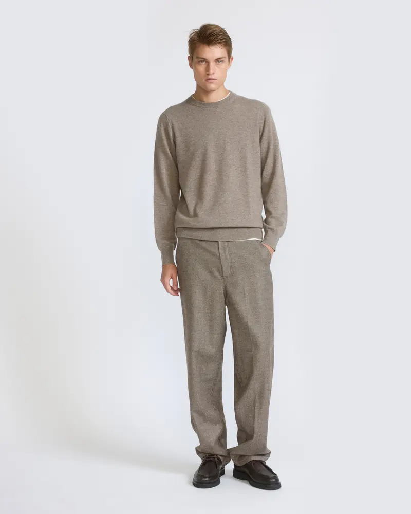Print wool cashmere flannel pants