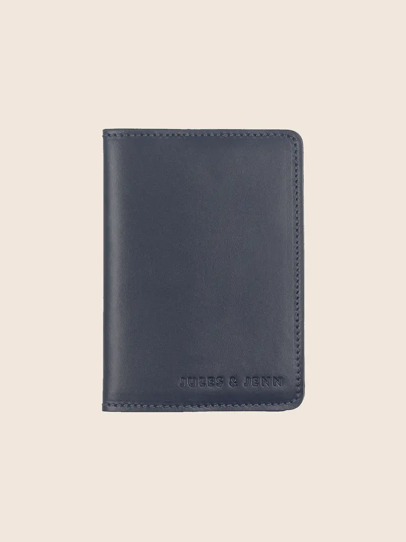 Protège passeport cuir bleu