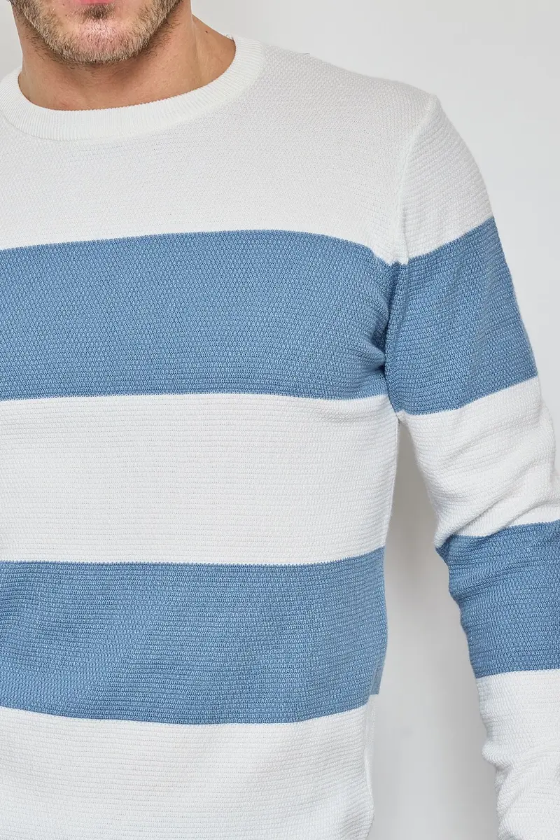 Pull à rayures bleu ciel-blanc