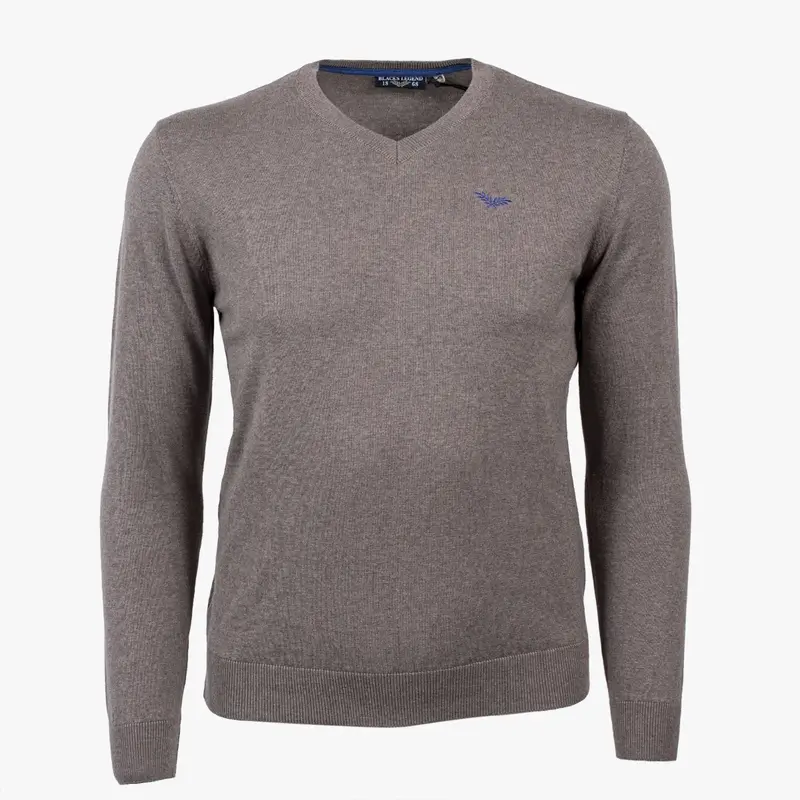Pull beige col V cachemire et coton