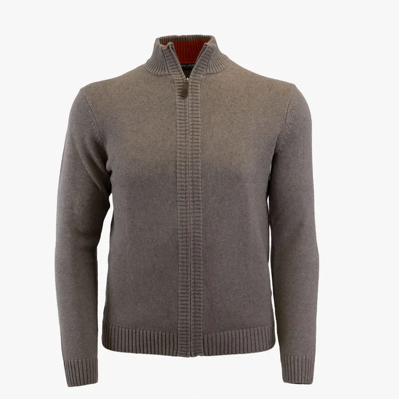 Pull beige full-zip col montant