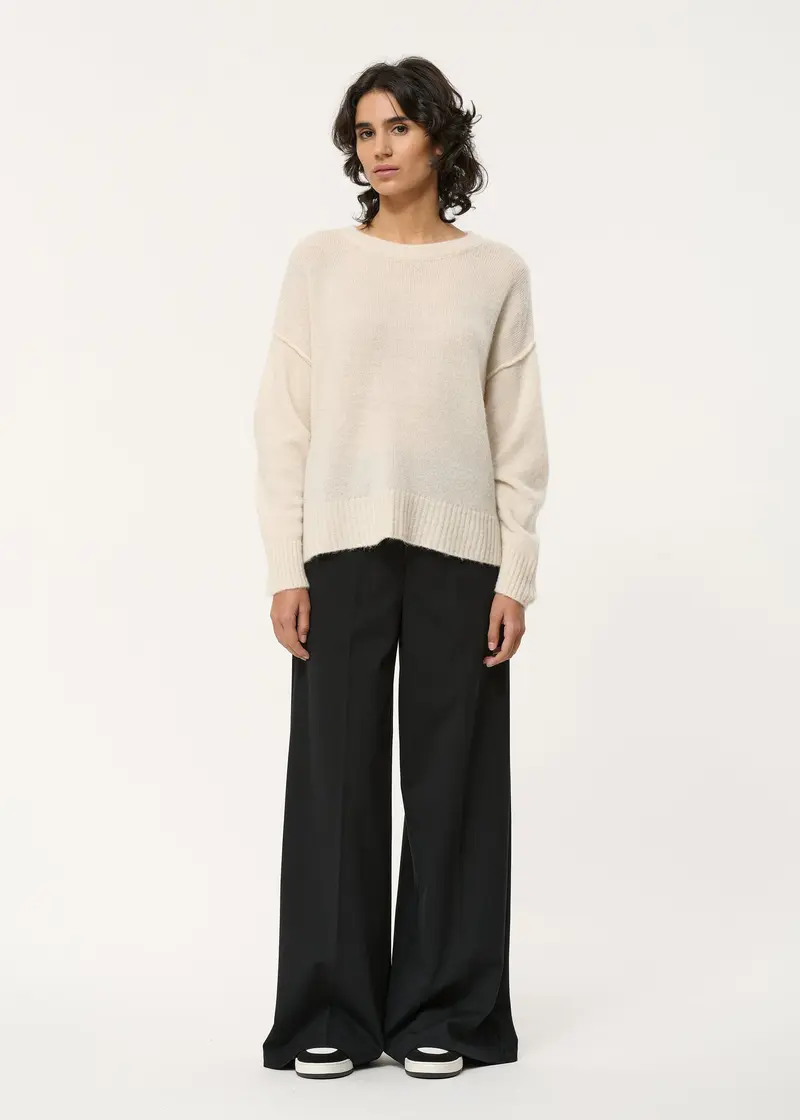 Pull blanc oversize en laine et mohair