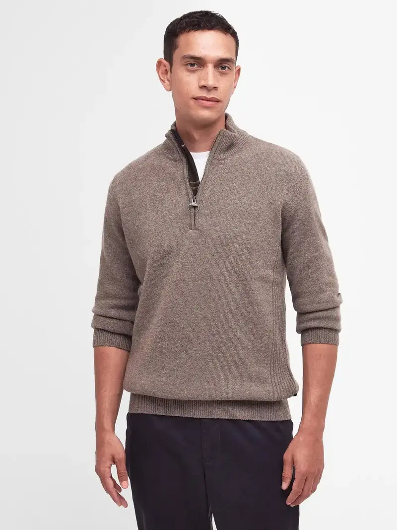 Pull camionneur à coudières Barbour beige en laine