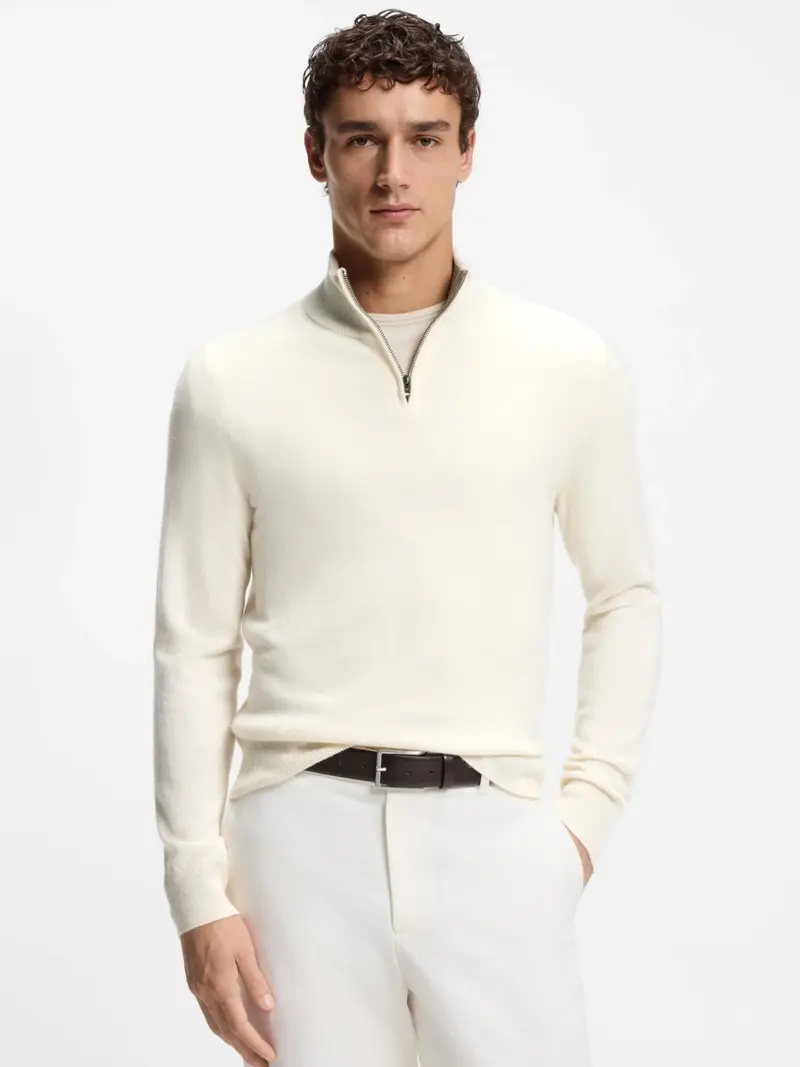 Pull camionneur BOSS blanc en laine
