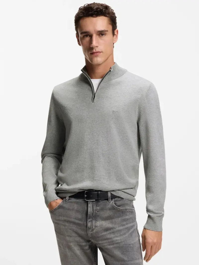 Pull camionneur BOSS gris en coton