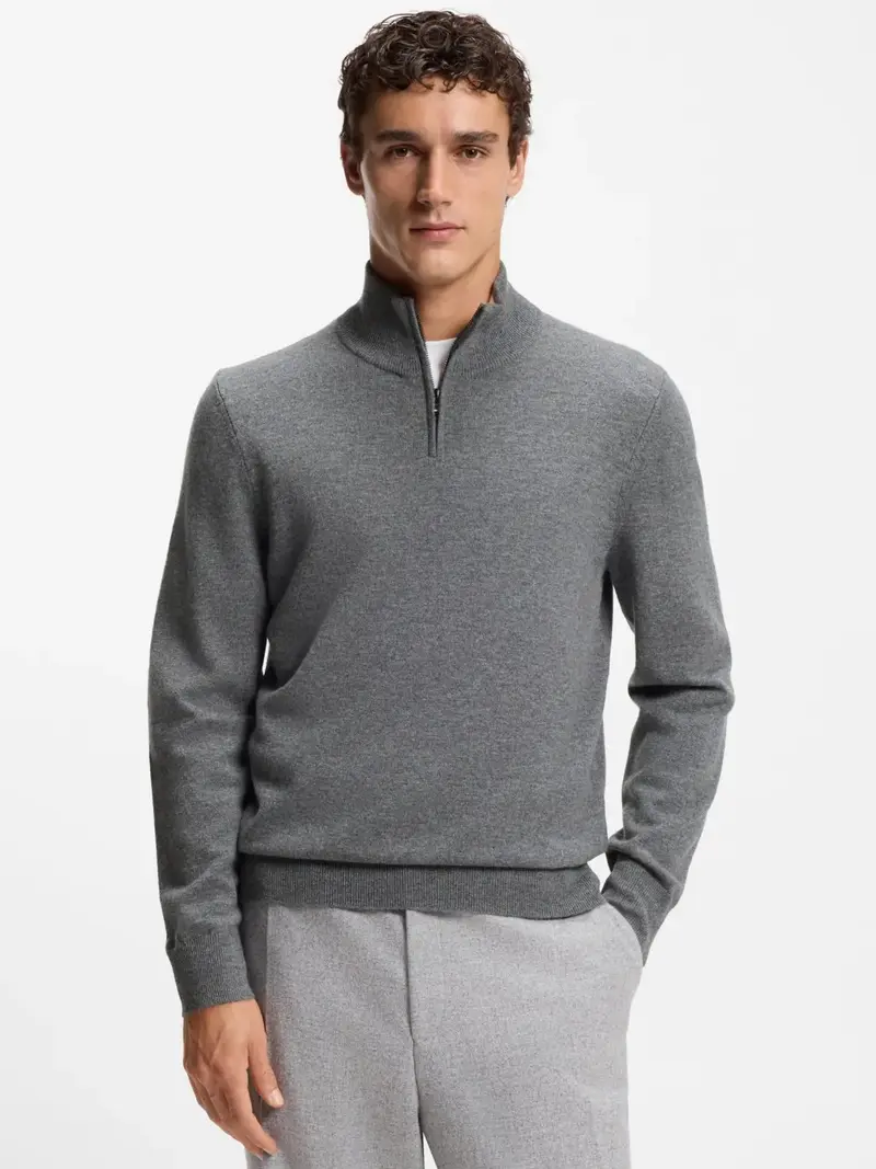 Pull camionneur BOSS gris en laine