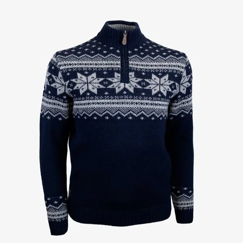 Pull camionneur jacquard bleu marine