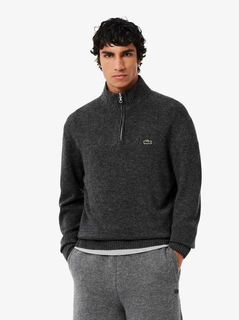 Pull camionneur Lacoste gris en laine