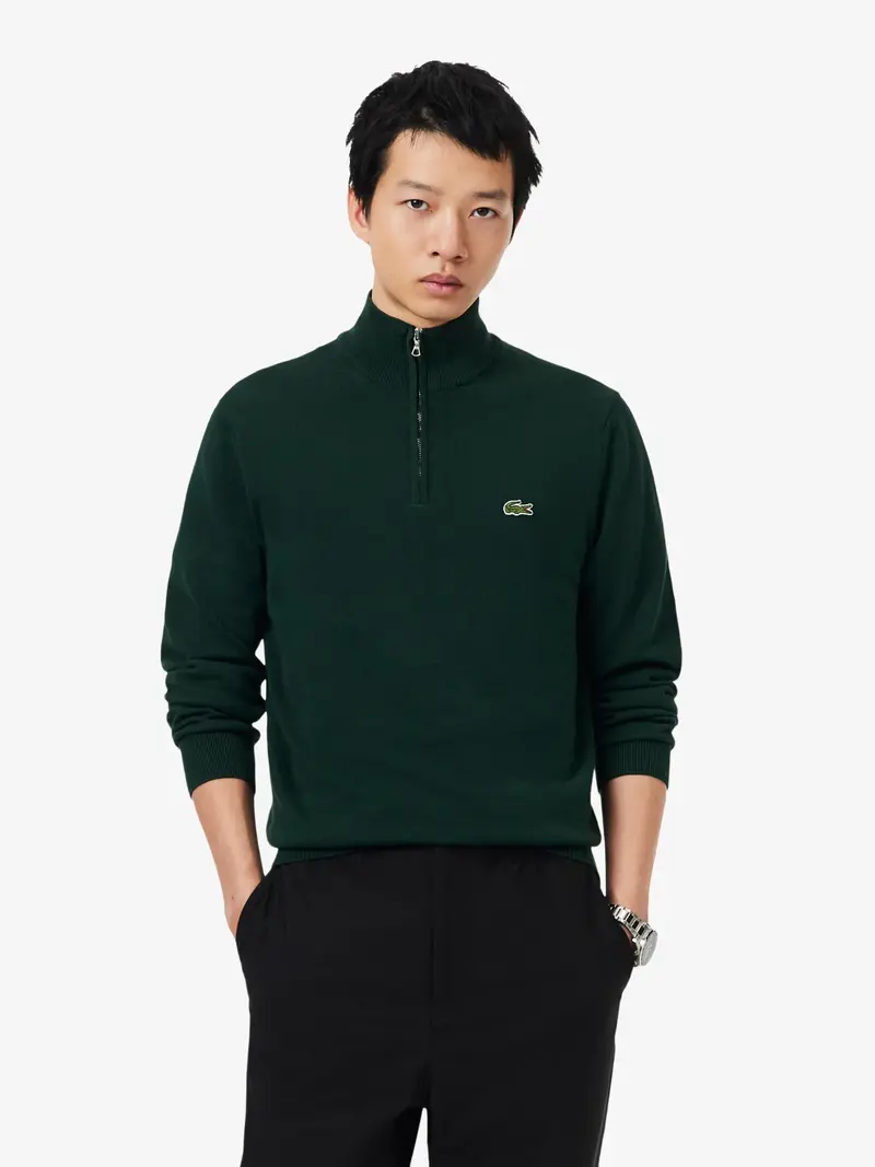Pull camionneur Lacoste vert en coton