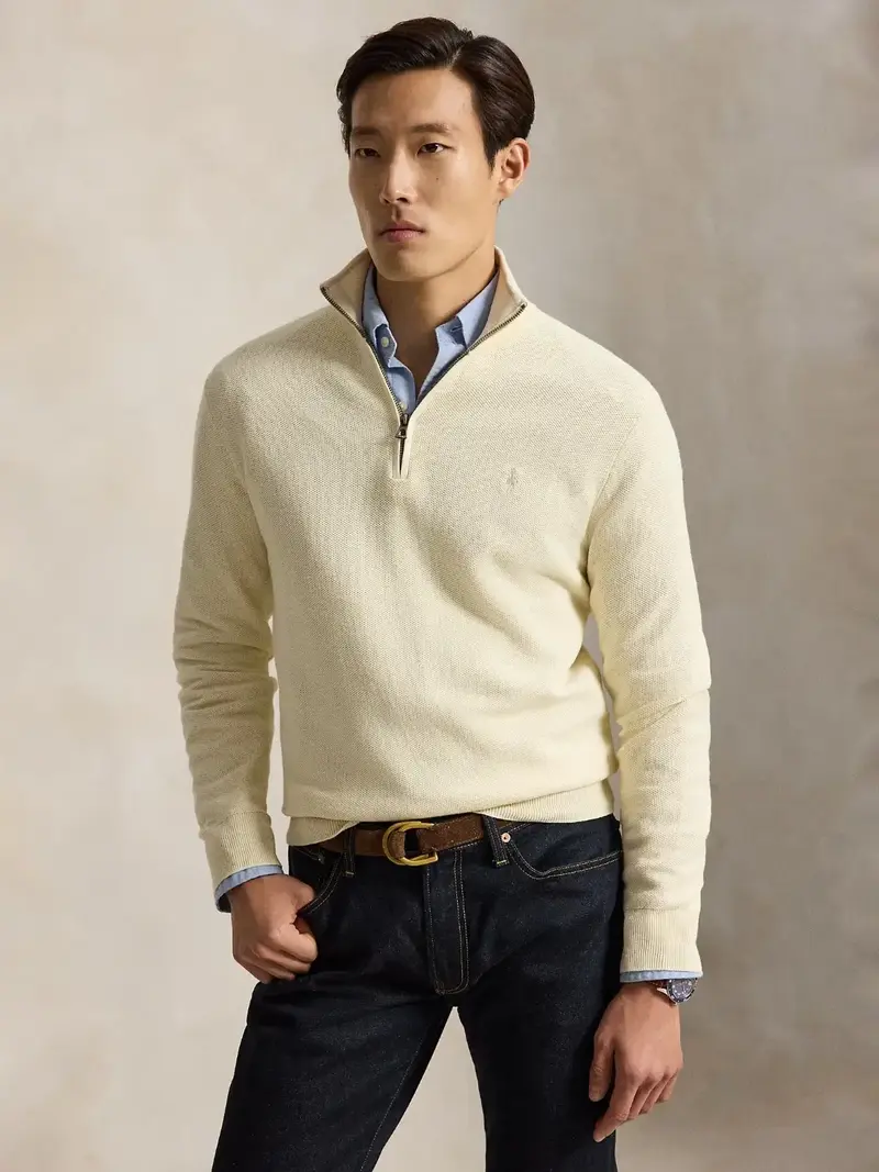 Pull camionneur Ralph Lauren beige en coton