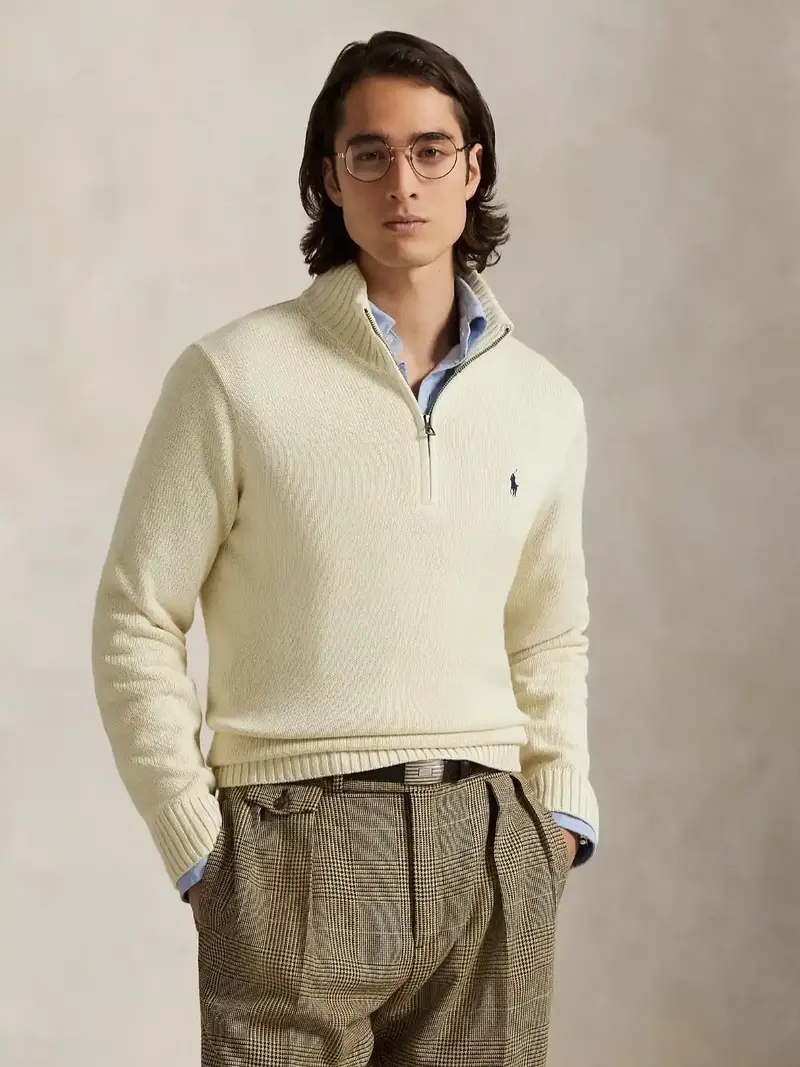 Pull camionneur Ralph Lauren beige en coton