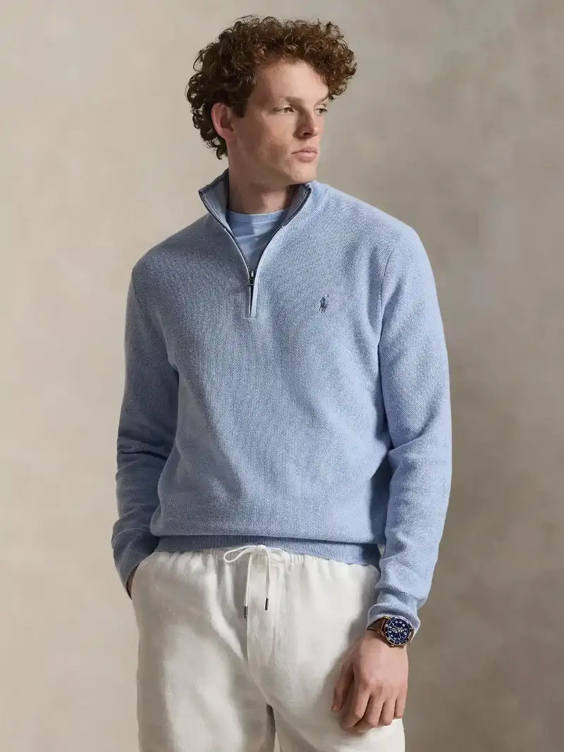 Pull camionneur Ralph Lauren bleu en coton