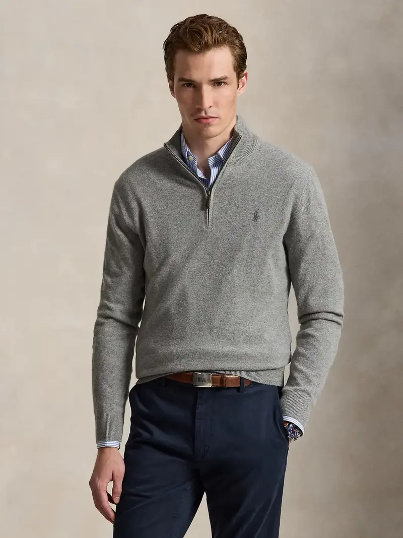 Pull camionneur Ralph Lauren gris en laine