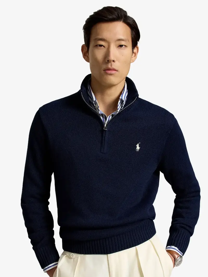 Pull camionneur Ralph Lauren marine en coton