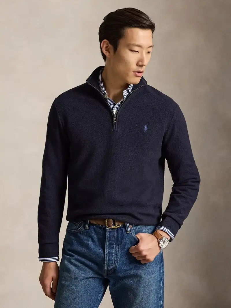 Pull camionneur Ralph Lauren marine en coton