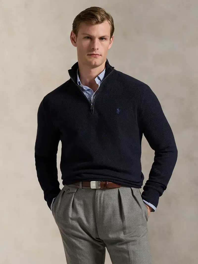 Pull camionneur Ralph Lauren marine en coton
