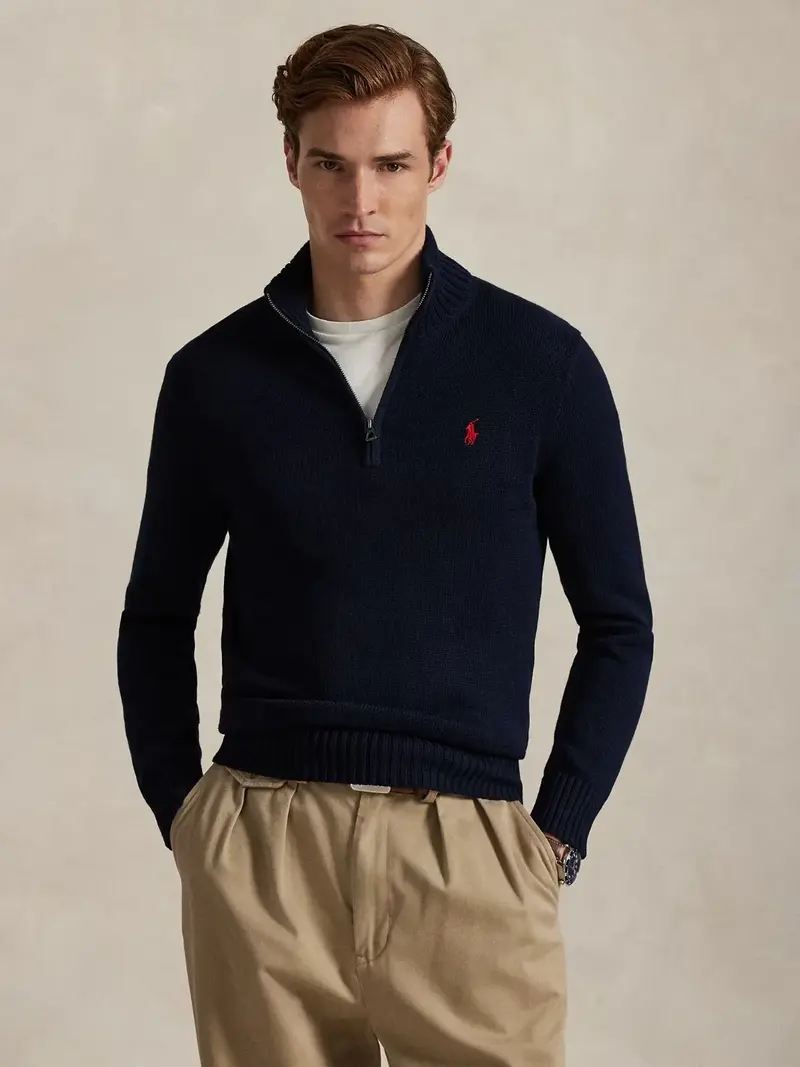 Pull camionneur Ralph Lauren marine en coton