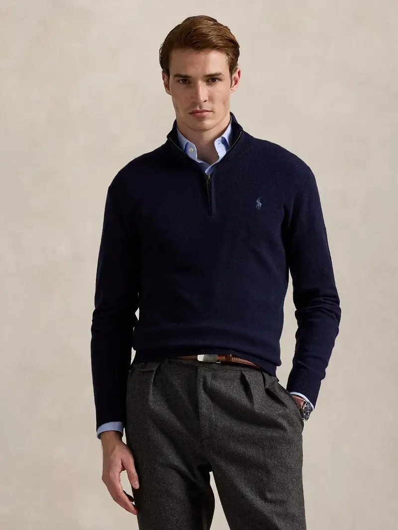 Pull camionneur Ralph Lauren marine en laine