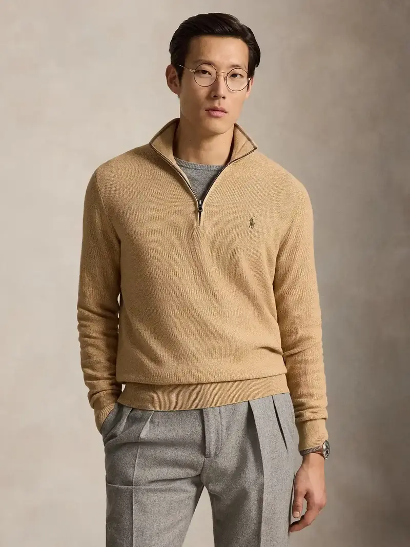 Pull camionneur Ralph Lauren marron en coton