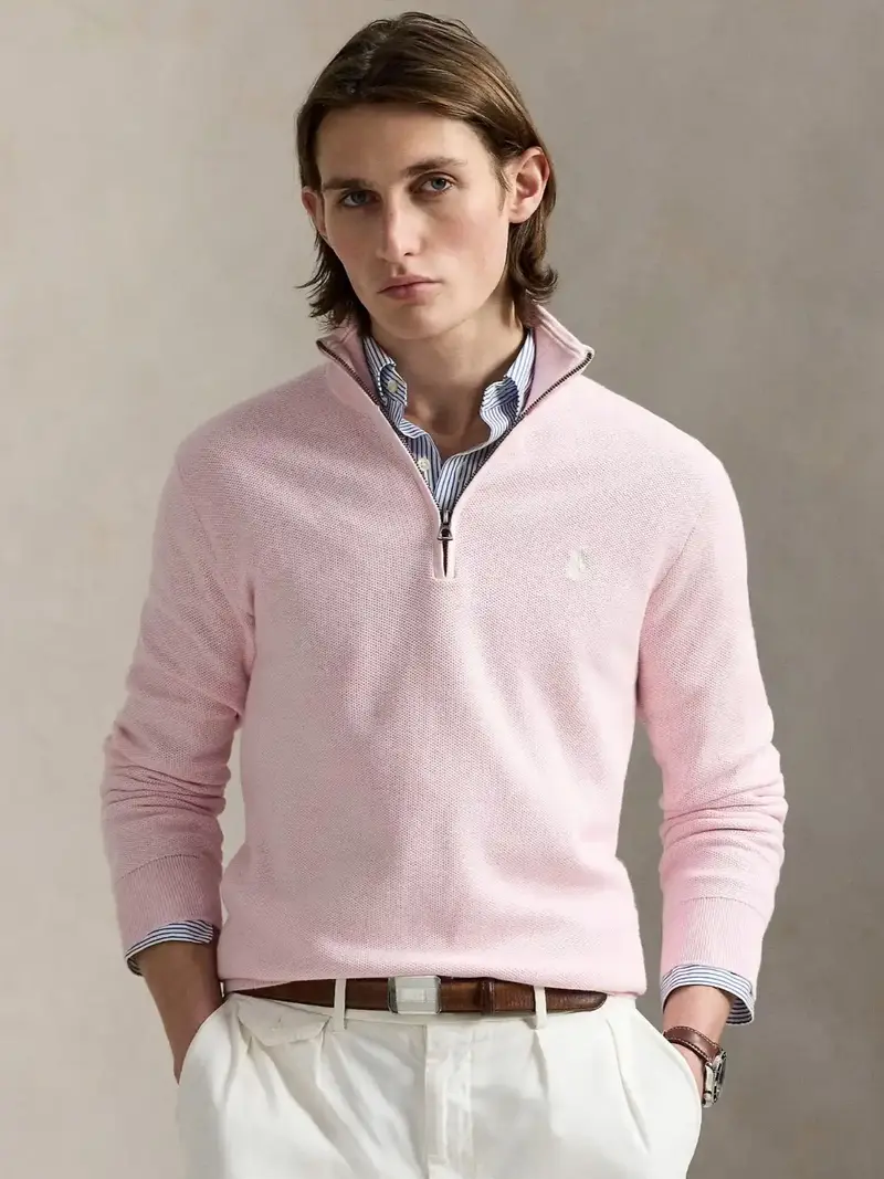 Pull camionneur Ralph Lauren rose en coton