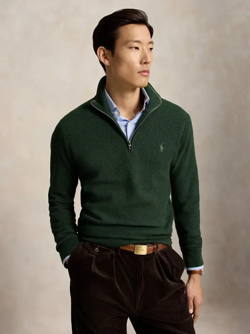 Pull camionneur Ralph Lauren vert en coton