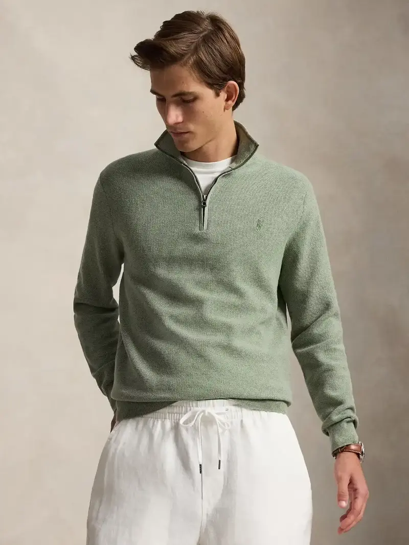 Pull camionneur Ralph Lauren vert en coton
