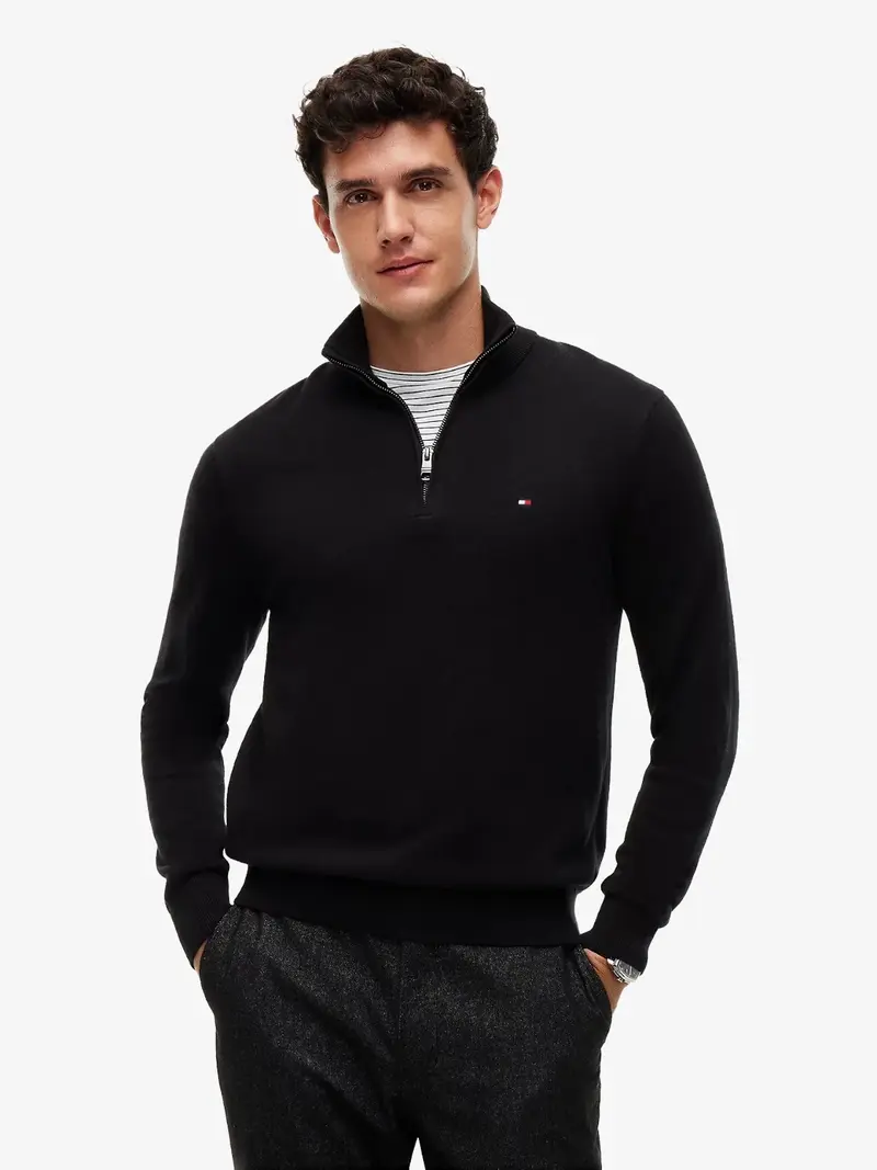 Pull camionneur Tommy Hilfiger noir en cachemire