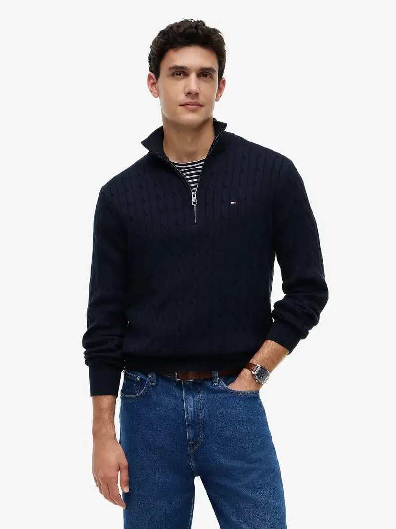 Pull camionneur torsadé Tommy Hilfiger marine
