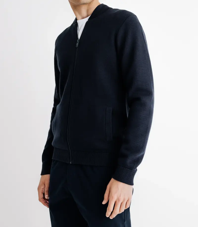 Pull cardigan zippé marine