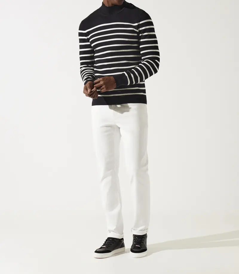 Pull col montant boutonné noir