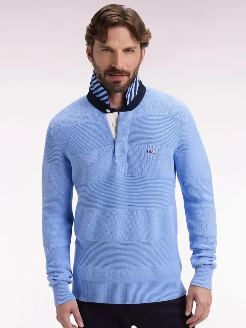 Pull col polo Eden Park bleu