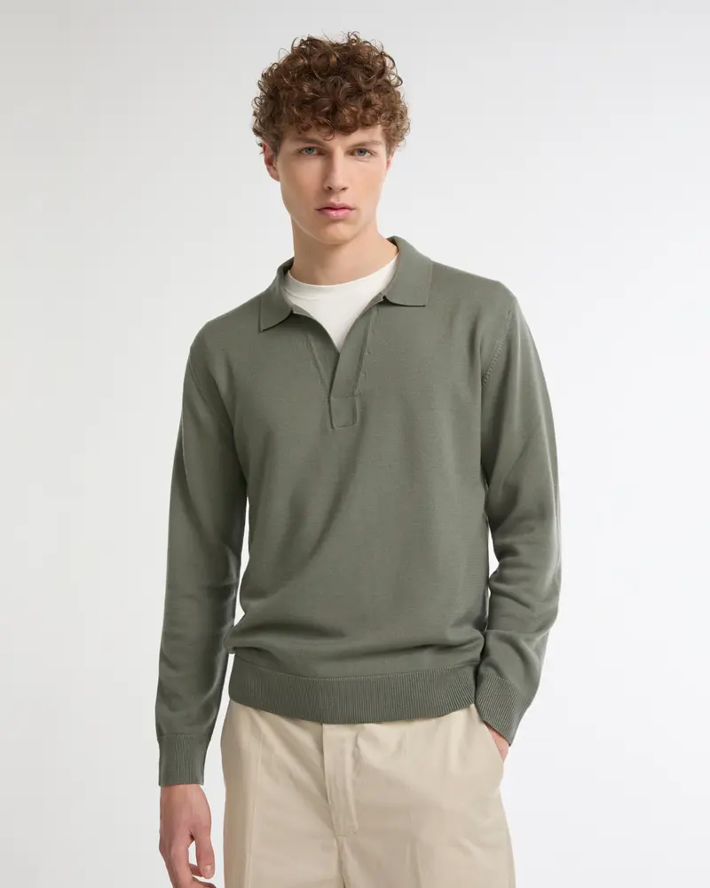Pull col polo en maille 100% laine merinos