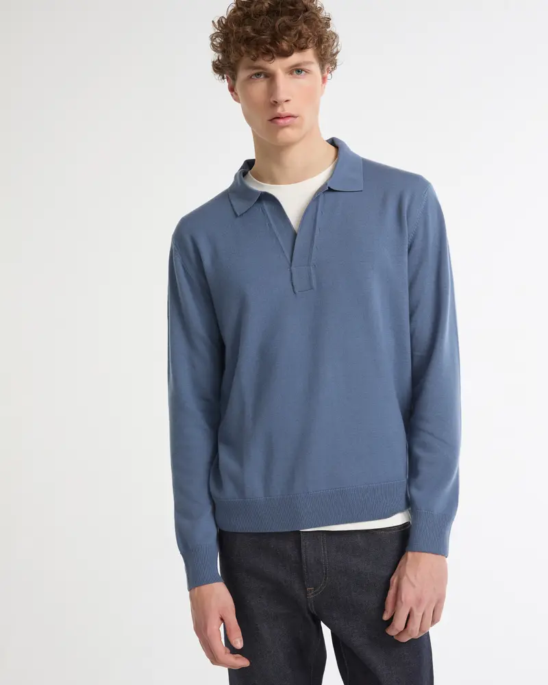 Pull col polo en maille 100% laine merinos