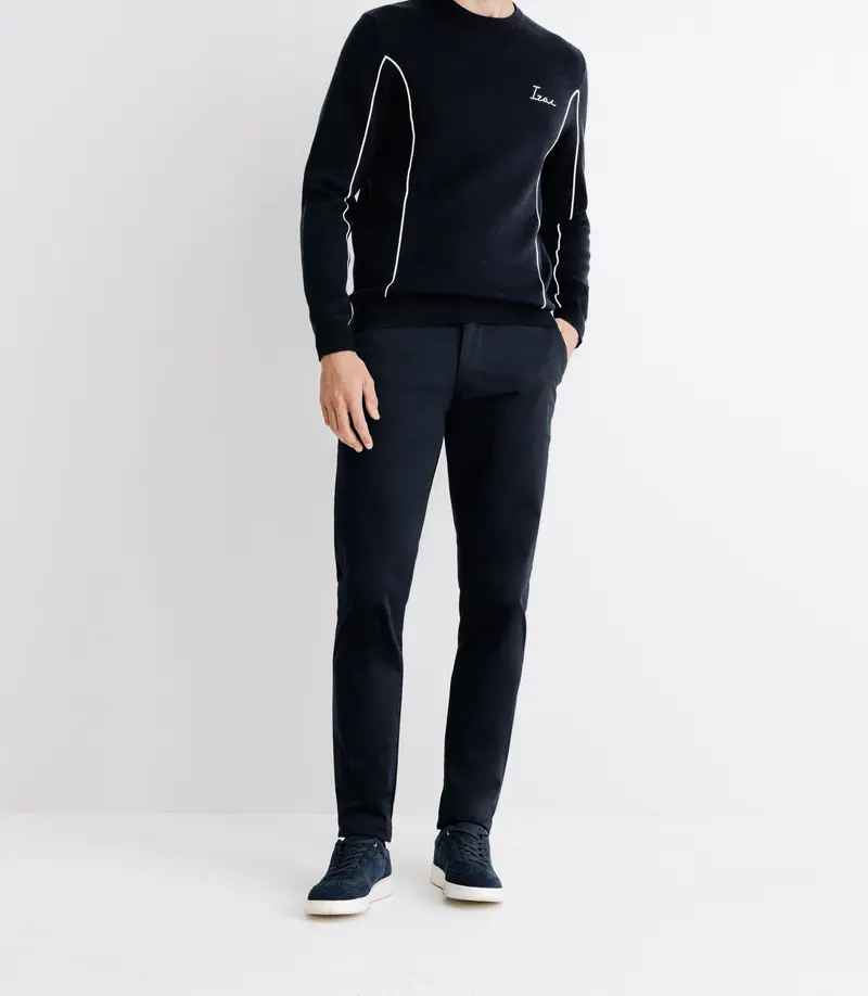 Pull col rond avec broderie marine