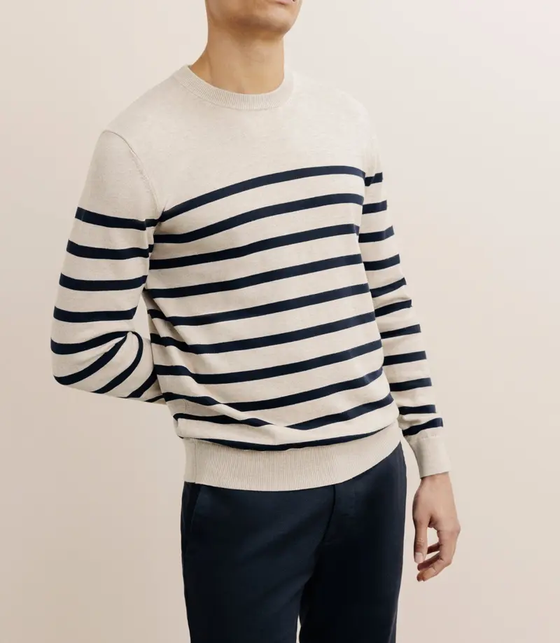 Pull col rond beige