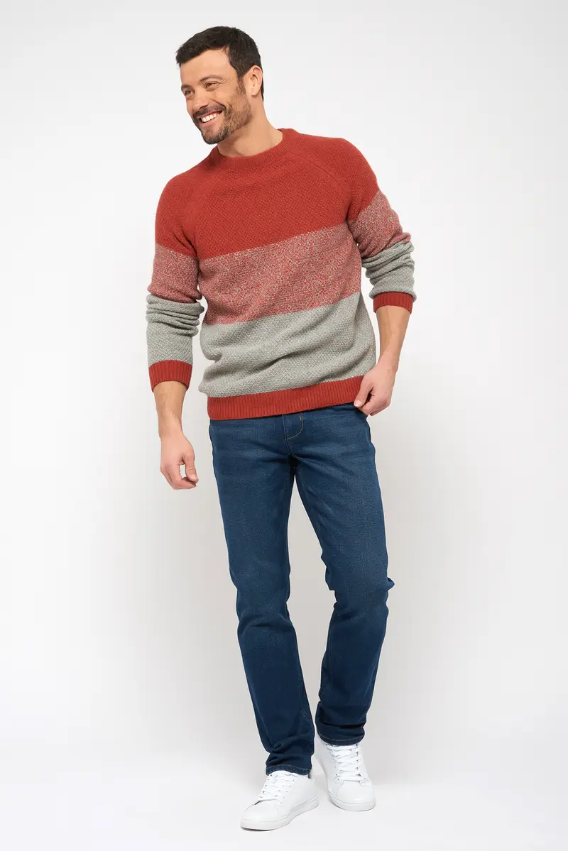 Pull col rond - bicolore - 100% recyclé