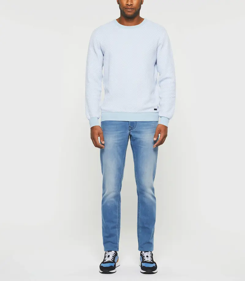 Pull col rond bleu ciel "Damian"