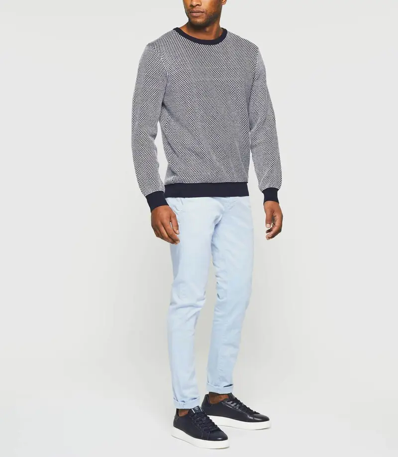 Pull col rond bleu marine "Damian"