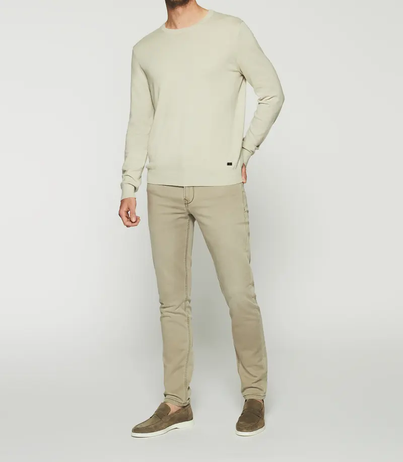 Pull col rond en coton cachemire vert clair DRISS