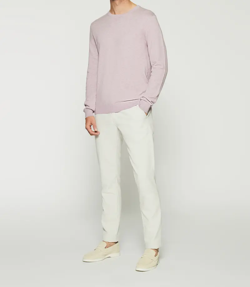 Pull col rond en coton cachemire violet parme DRISS