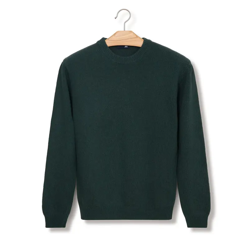 Pull col rond en laine vert bosco