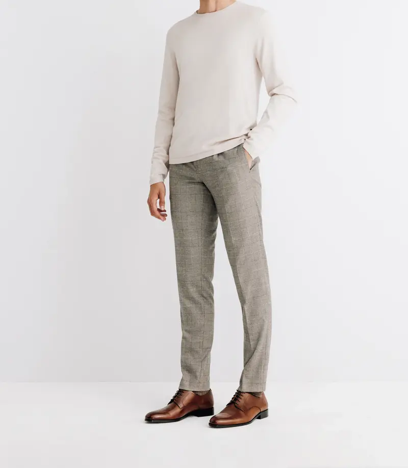 Pull col rond en maille beige