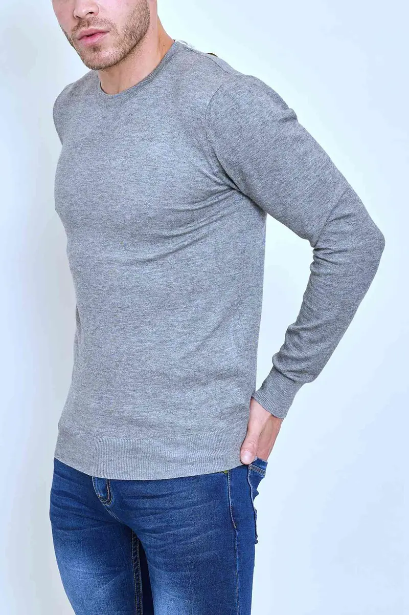 Pull col rond gris fashion homme