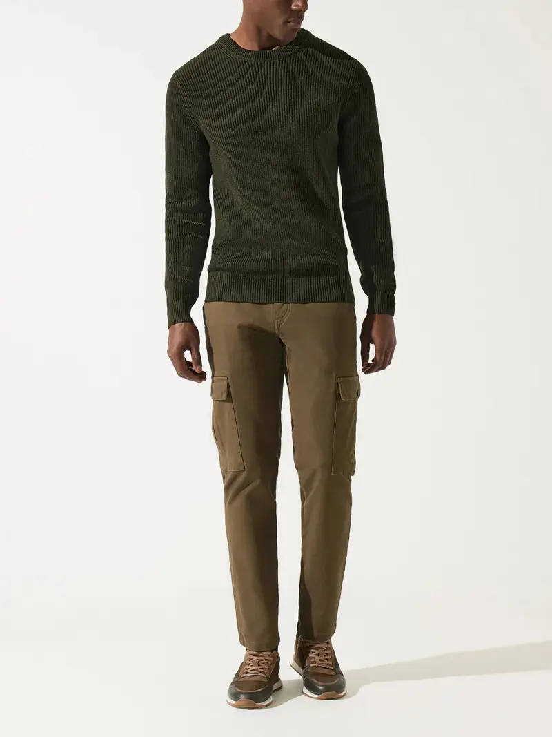 Pull col rond kaki